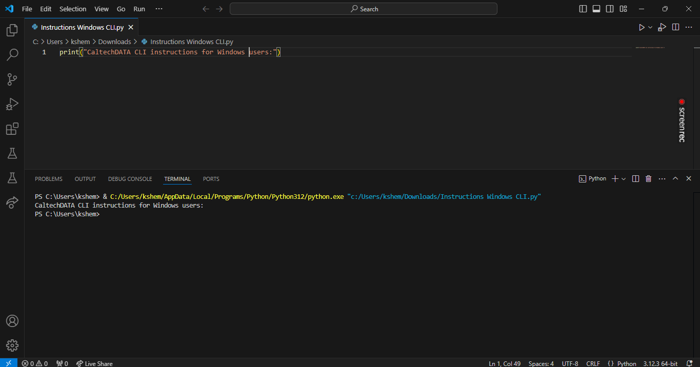 Visual studio code terminal